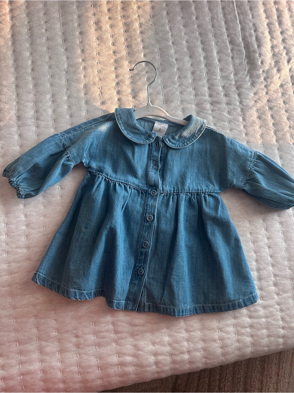 Nordstrom Blue Denim Button-Front Baby Dress with bloomers